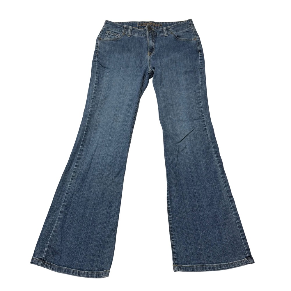 Lands' End Wide Leg Jeans Women's 6 Blue Denim Stretch Flare Pants Boho